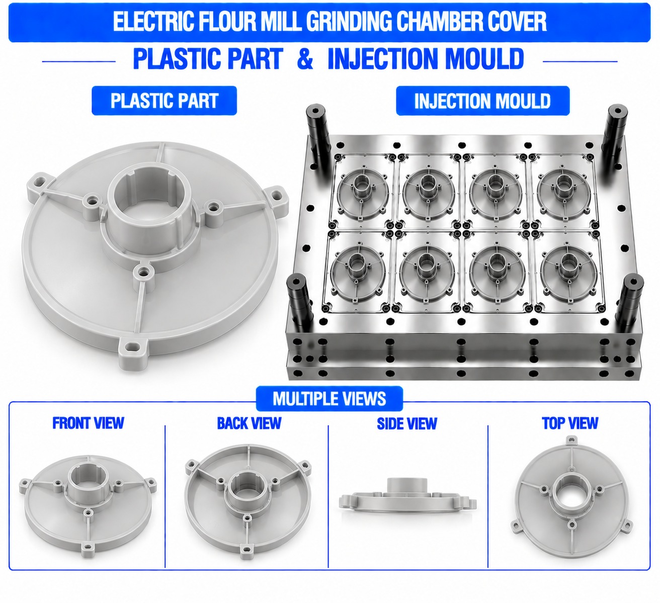 Electric Flour Mill Plastic Grinding Chamber Cover Mould and Moulding Service